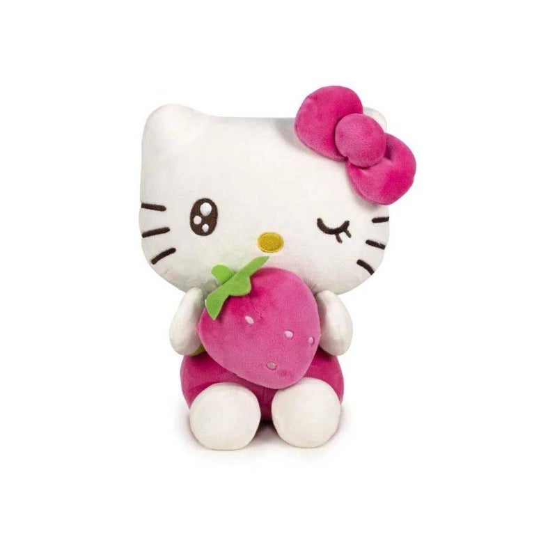 Hello Kitty سانريو هالو كيتي وأصدقائها ماكدونيا هالو كيتي مع دمية محشوة بالفراولة كبيرة (32 سم، وردي/أبيض/أخضر) - Image 1